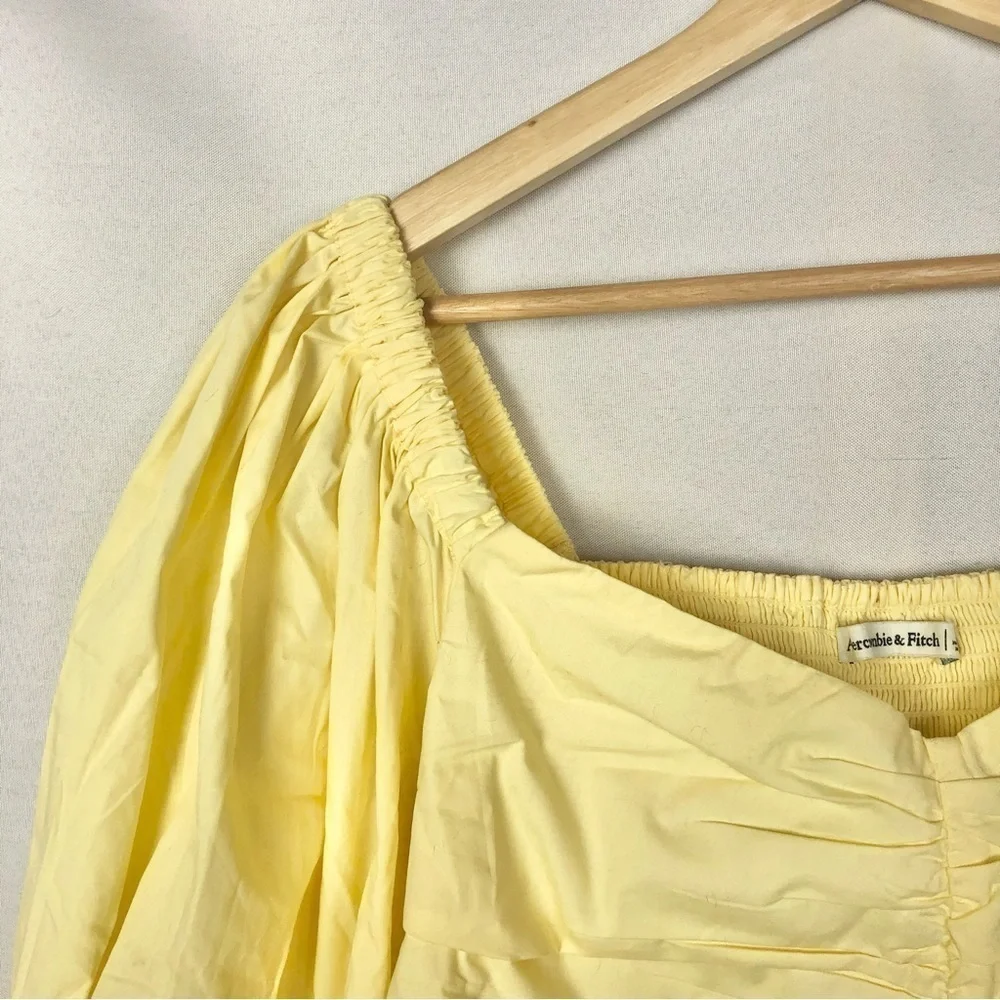Abercrombie & Fitch‎ Yellow Poplin Cinched Puff Sleeve Top L